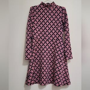 Boden Pink and Navy Blue Geometric Dress